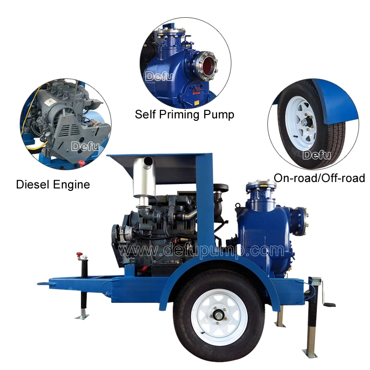 6 Inch 50kw Diesel Engine Non Clog Self Priming Sewage Pump Agricultural Diesel Water Pump