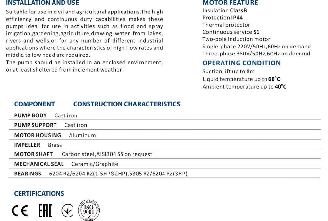 Tnf Factory Directly Standardized Farm Agricultural Use Centrifugal Pumps